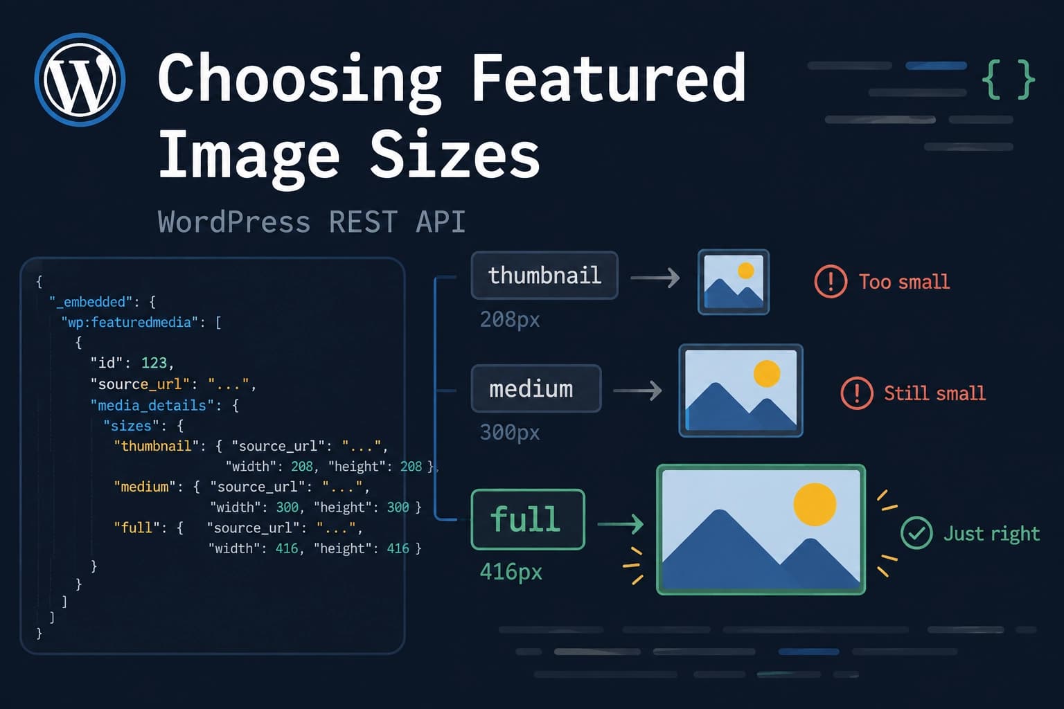 Choosing Featured Image Sizes from the WordPress REST API thumbnail